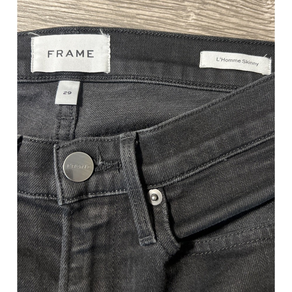 FRAME Men's L'Homme Skinny Noir Black Denim Stretch Jeans LMHK795 Size 29x30